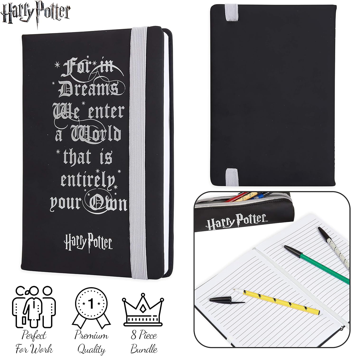 Harry Potter A5 Notebook and Pencil Case for Girls and Boys Stationery Set including Pens, School Supplies for Kids and Teens (Black) - Image 5