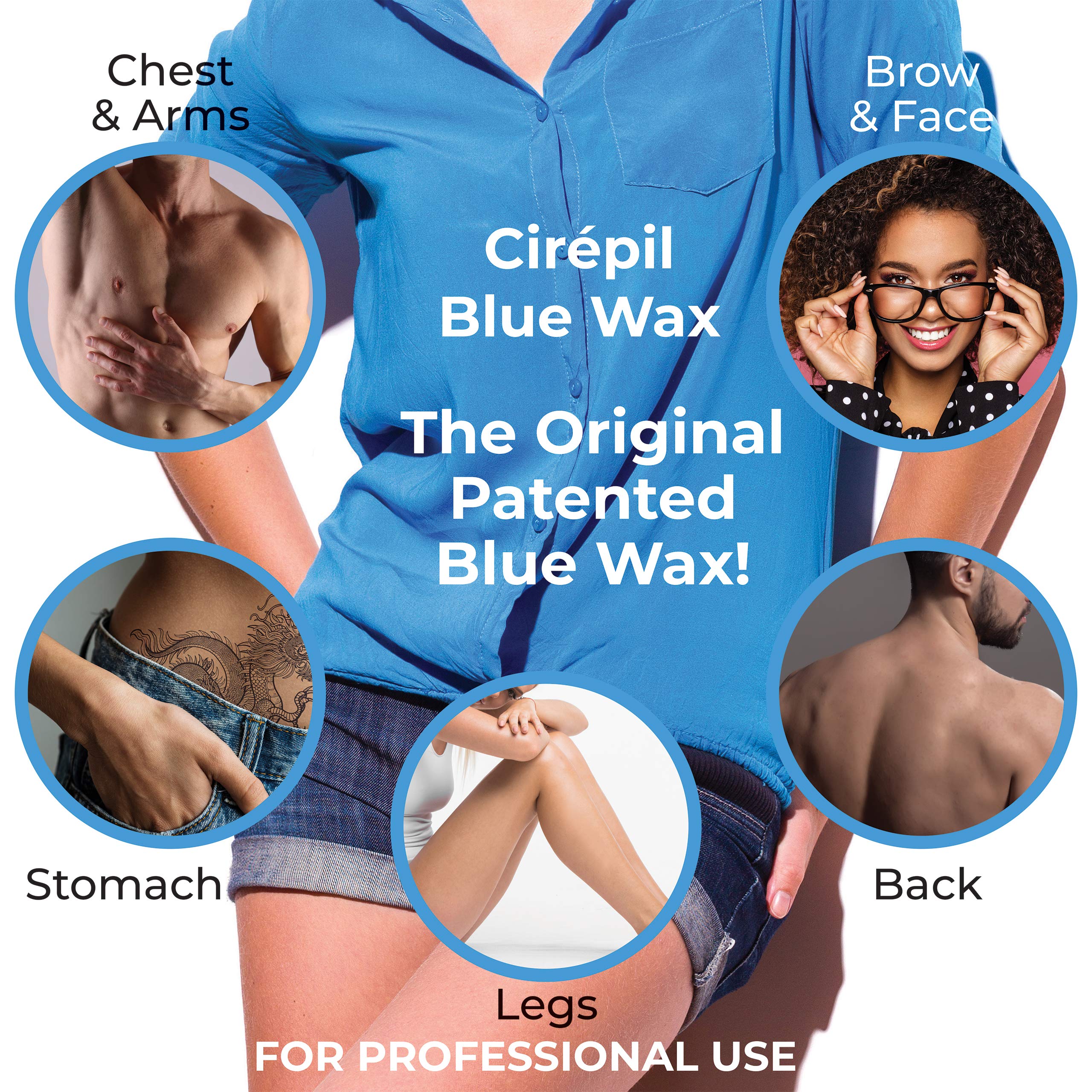 Cirepil Blue - 800g Wax Beads - Unscented for Sensitive Skin - Disposable Blue Wax Refill - Fluid Gel Texture, Easy Removal, Peel-Off - No Strip Needed