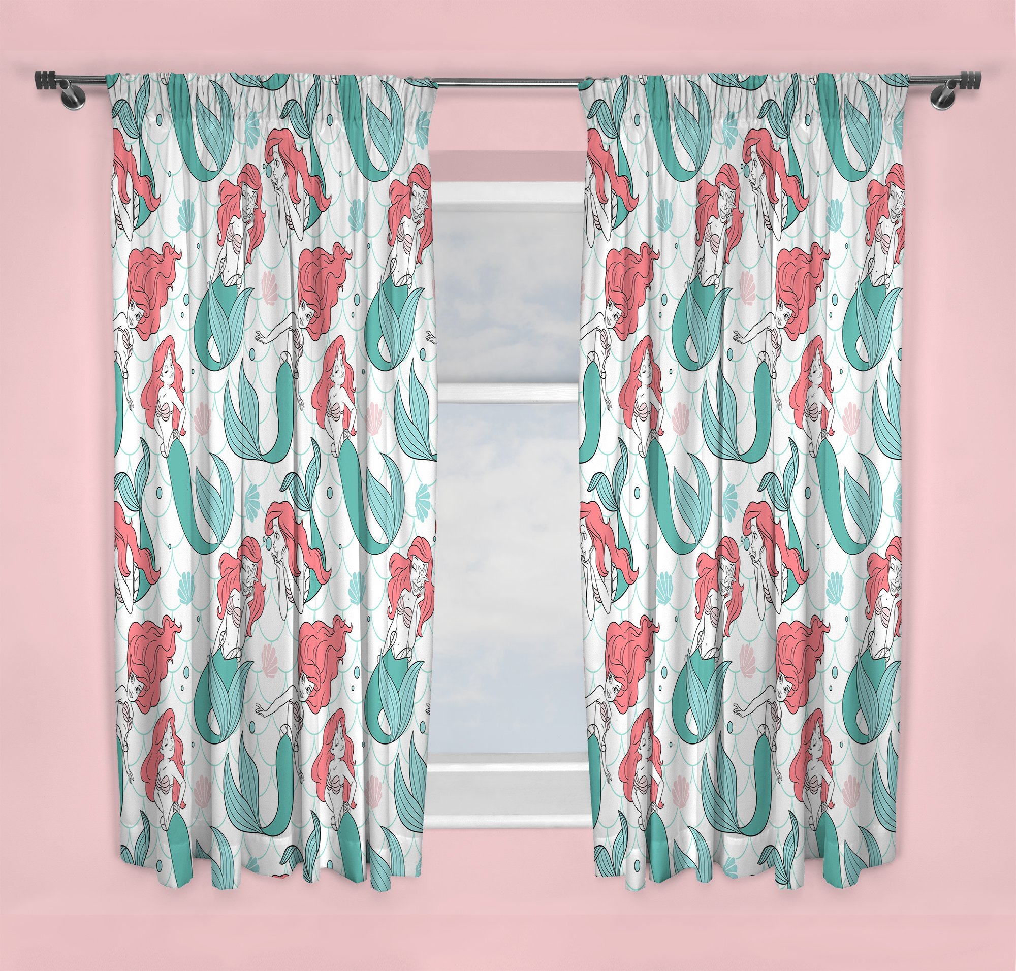 Disney Princess Little Mermaid Oceanic | Childrens Bedroom 54 Inch Curtains | Perfect For Any Girls Bedroom