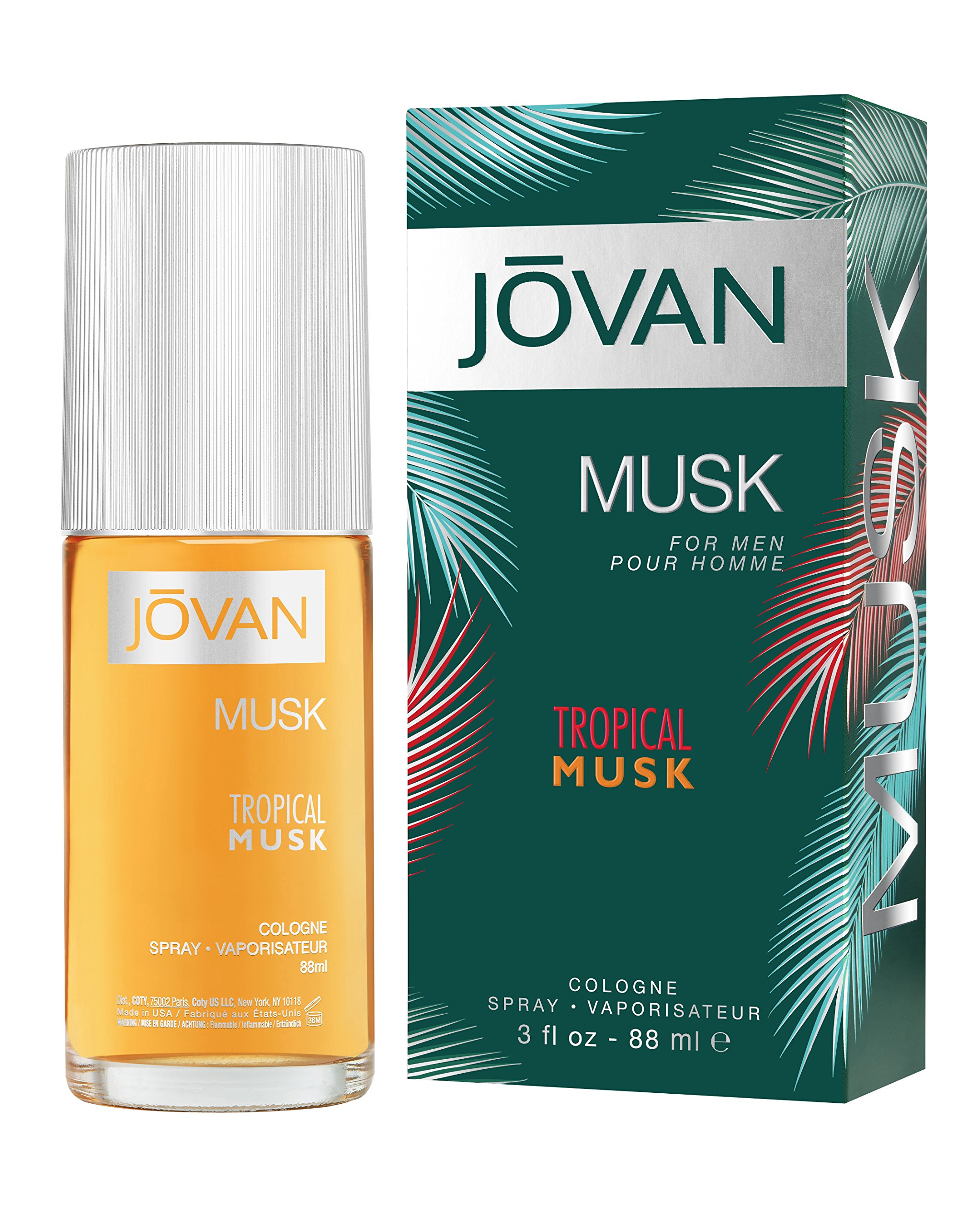 Jovan Tropical Musk Cologne for Men, Multicolor, Aromatic, 88 ml (Pack of 1)