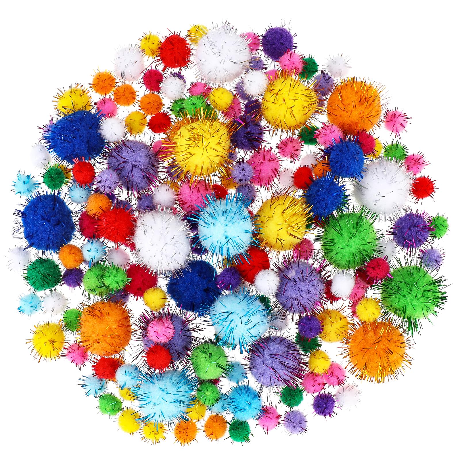 200 PCS Pompoms for Crafting, Pompoms Sparkle Balls Cat Fuzzy Toys Balls, Soft and Fluffy Craft Pom Poms for DIY Creative Crafts Decorations, Multicolored