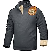 MAGCOMSEN Men's Sherpa Lined Quarter Zip Fleece Heavyweight Pullover Winter Warm Sweatshirts