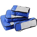 Amazon Basics 4 Piece Packing Travel Organizer Cubes Set, Blue
