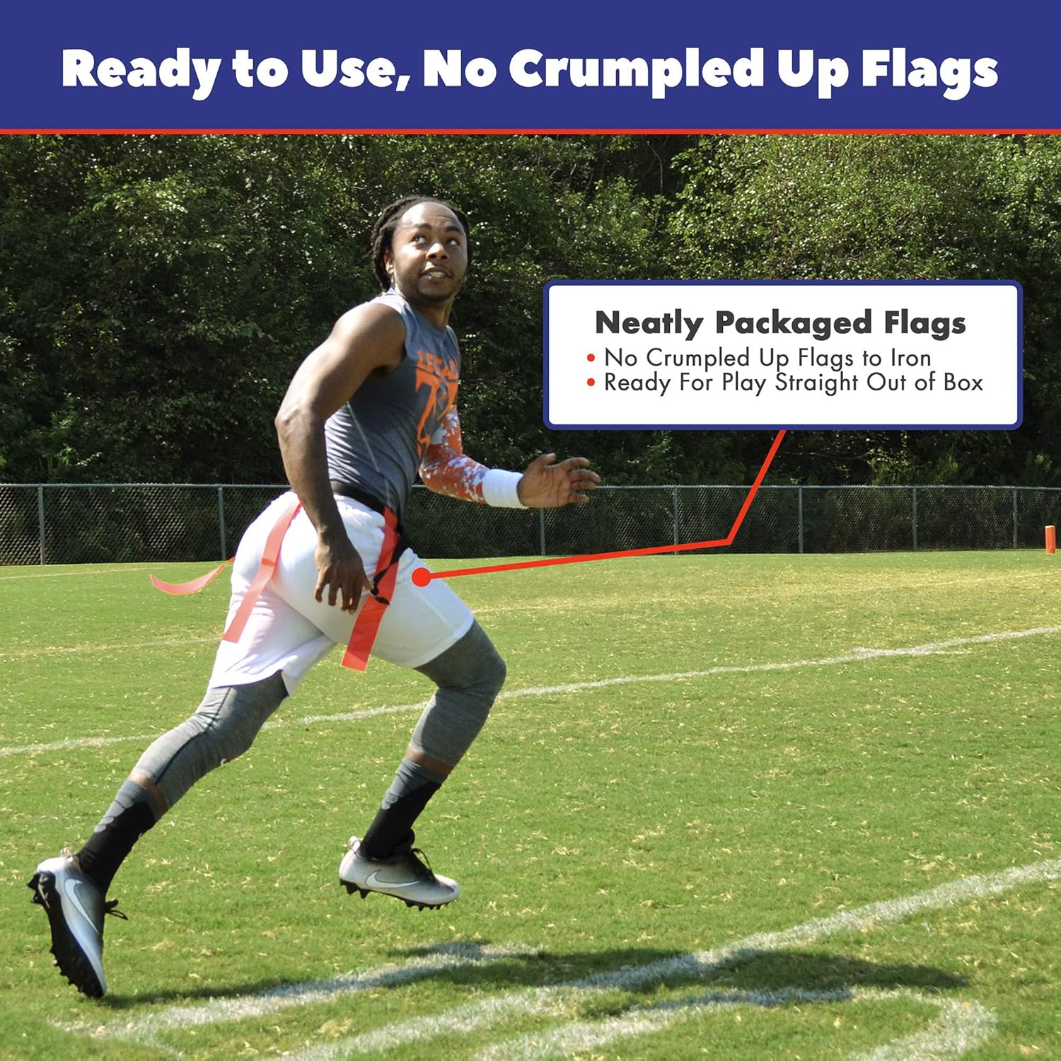 Flag Football Belts Adult - Durable 14 Player Flag Football Set of Belts and Flags Includes 3 Flags Per Belt Plus a Bonus 6 Replacement Flags (62 Piece Kit): Clothing