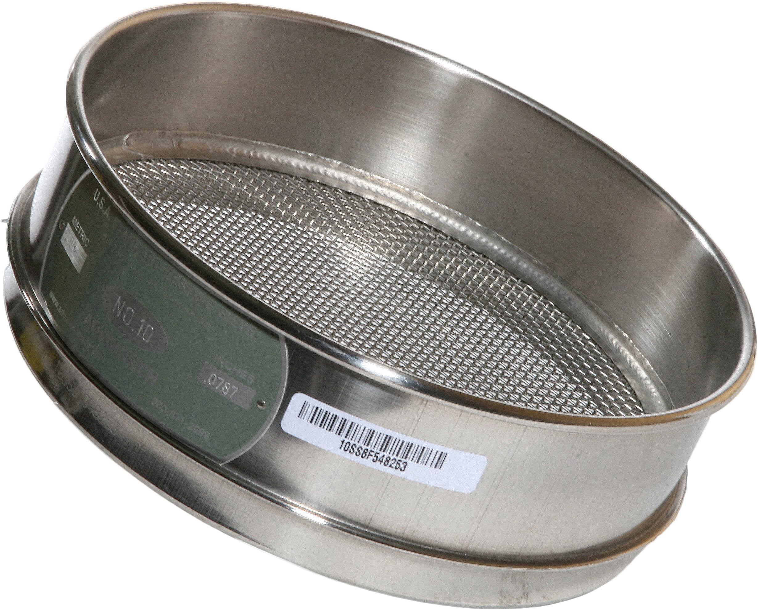 Advantech - 10SS12F Stainless Steel Test Sieves, 12" Diameter, #10 Mesh, Full Height