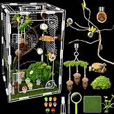 Jumping Spider Enclosure Kit, DIY Acrylic Spider Enclosure with Magnetic Door, Clear Spider Terrarium Habitat with Micro Ventilation, Arboreal Tarantula Enclosure 5.9 x 5.9 x 9.8 Inches