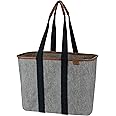 CleverMade Collapsible LUXE Tote - Grey Black 1 Pack 20L / 5 Gal- Reusable Utility Grocery Shopping Storage Bag Organizer w/ Handles Reinforced Bottom