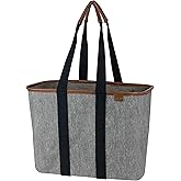 CleverMade Collapsible LUXE Tote - Grey Black 1 Pack 20L / 5 Gal- Reusable Utility Grocery Shopping Storage Bag Organizer w/ Handles Reinforced Bottom