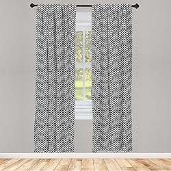 Lunarable Grey and White Curtains, Zigzag Arrow