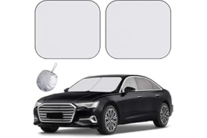 LOIYADN Windshield Sun Shade - 2 Piece Car Sun Shade Windshield, Foldable Car Shade Front Windshield with Reflective Fabric Blocks Sun and Keeps Your Vehicle Cool, for Most Sedans SUV and Trucks - Medium