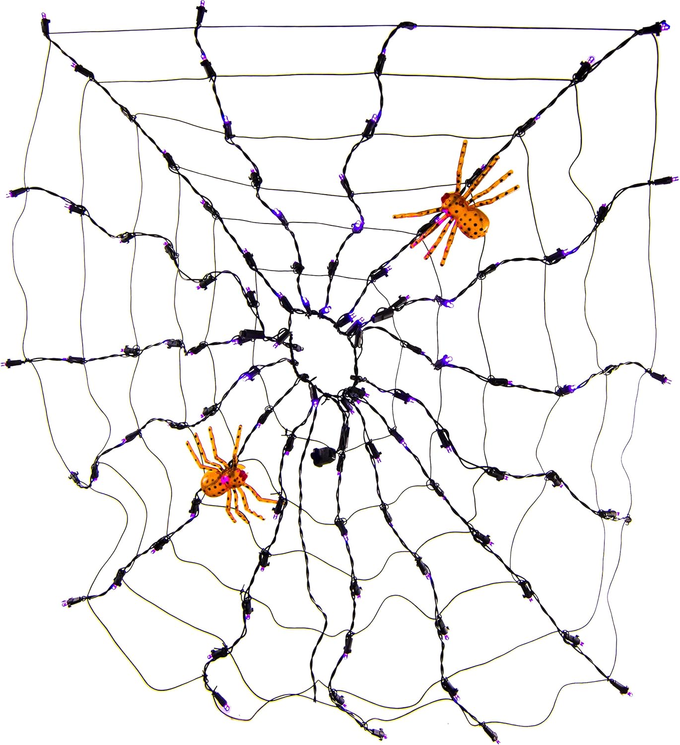 Queens of Christmas S-100SPWB-4NB-105L 4' Purple and Orange 4' Spider Web LED Net Light, 4'