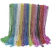 GiftExpress 288 Pack Mardi Gras Beads Bulk Assortment, 33" Metallic Necklaces, Gasparilla Costume Accessory