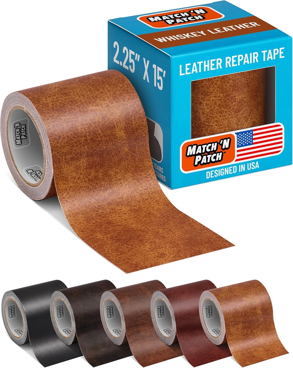 MATCH 'N PATCH Leather Repair Tape Whiskey 15 ft x 2.25 in Realistic Pattern