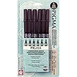 Sakura Pigma Professional Archival Ink Brush Pens, 6 Set, Black, 6 Pack