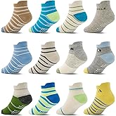 Tphon Toddler Baby Non Slip Ankle Socks with Grippers Kids Boys Girls Socks 12 Pairs for 0-7 Years Infant Children