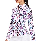 M MOTEEPI Womens Golf Shirt Long Sleeve Athletic Quarter Zip Pullover Sun Protection with Pocket