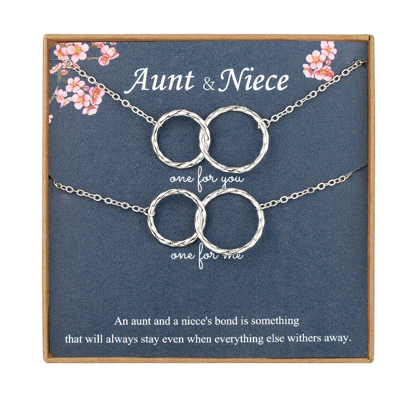Aunt Niece Necklace for 2 - Infinity Double Circle Sterling Silver Necklace - Gifts From Auntie to Niece