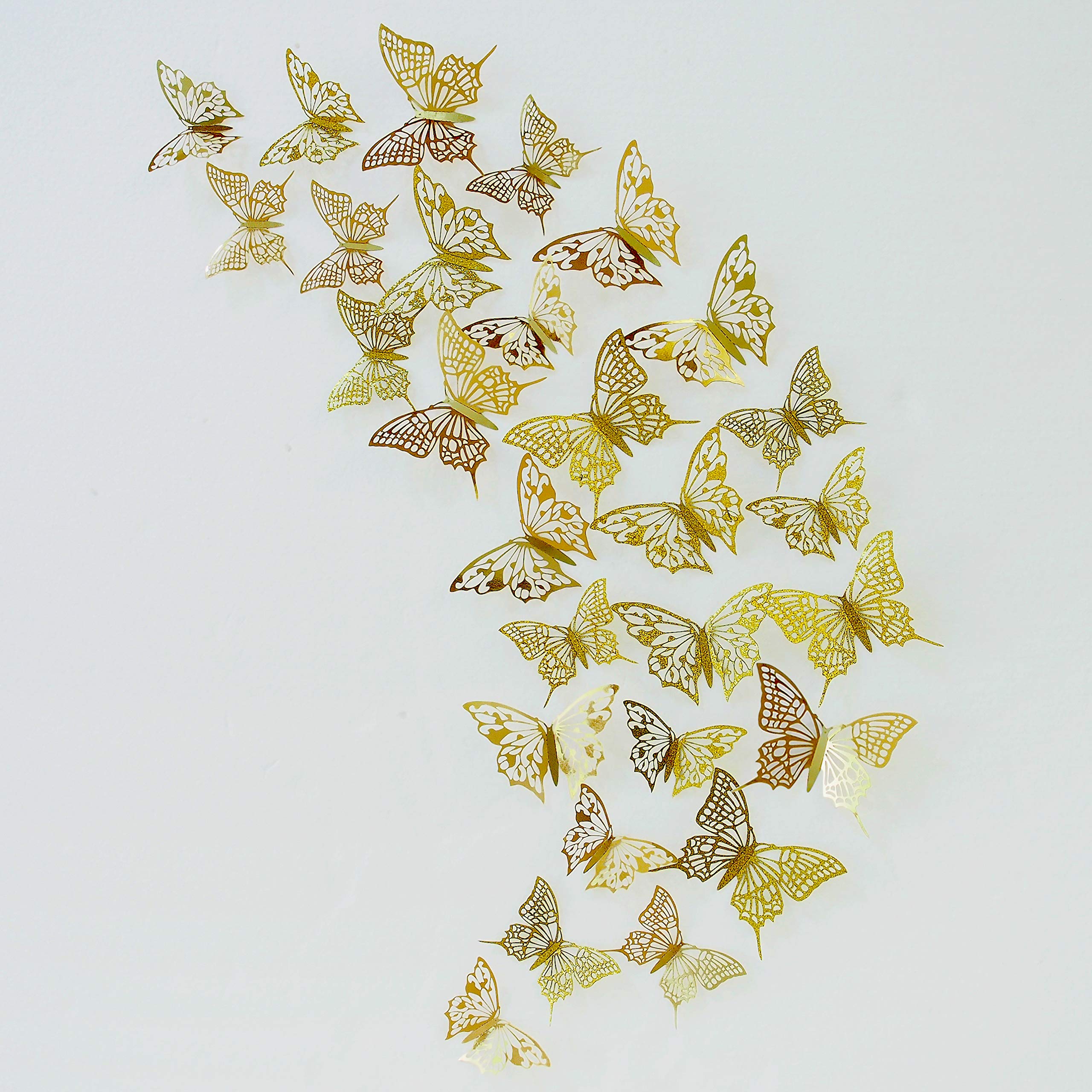 Download Pinkblume Gold Butterflies 3d Wall Art Stickers Diy Metallic Glitter Paper Wall Decal Removable Butterfly Decoration For Home Living Room Babys Kids Bedroom Showcase Nursery Wall Decor 48pcs Buy Online In Grenada
