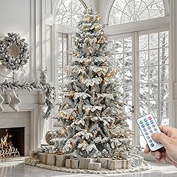 YITAHOME Pre-Lit Flocked Artificial Christmas Tree