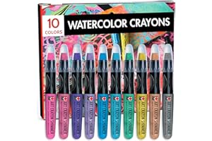 Marabu Art Crayons Shimmer Set - 10 Highly Pigmented Metallic Watercolor Crayons - Smooth and Easy Blending Water Soluble Crayons for Mixed Media Artists - Arts and Crafts for Adults