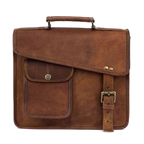 Elegance Brown Leather Tablet Messenger Bag