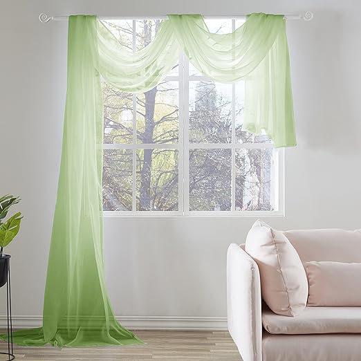 Amazon Com Keqiaosuocai Sage Green Christmas Sheer Window Scarf