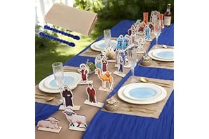26 Set Jewish Pesach Decorations Include 3 Pcs Happy Passover Table Runner with 23 Pcs Wooden Passover Table Centerpiece Sign