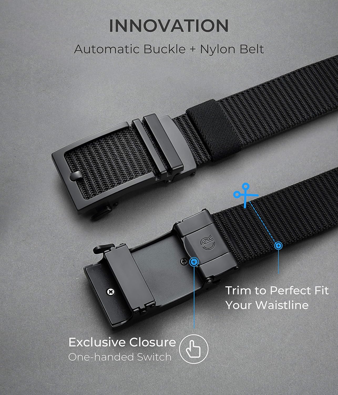 Chaoren Golf Belt 2 Pack Nylon Ratchet Belt, Mens Belts Casual for Baseball Fully Adjustable Trim to Exact Fit: Clothing