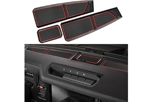 SENSHINE Silicone Dash Dashboard Cover Mat for Ford Bronco Accessories 2021 2022 2023 2024 Anti Dust Dash Pad Tray Insert Liners Compartments Mat for Bronco 3Pcs Set Premium Custom (Red Trim)