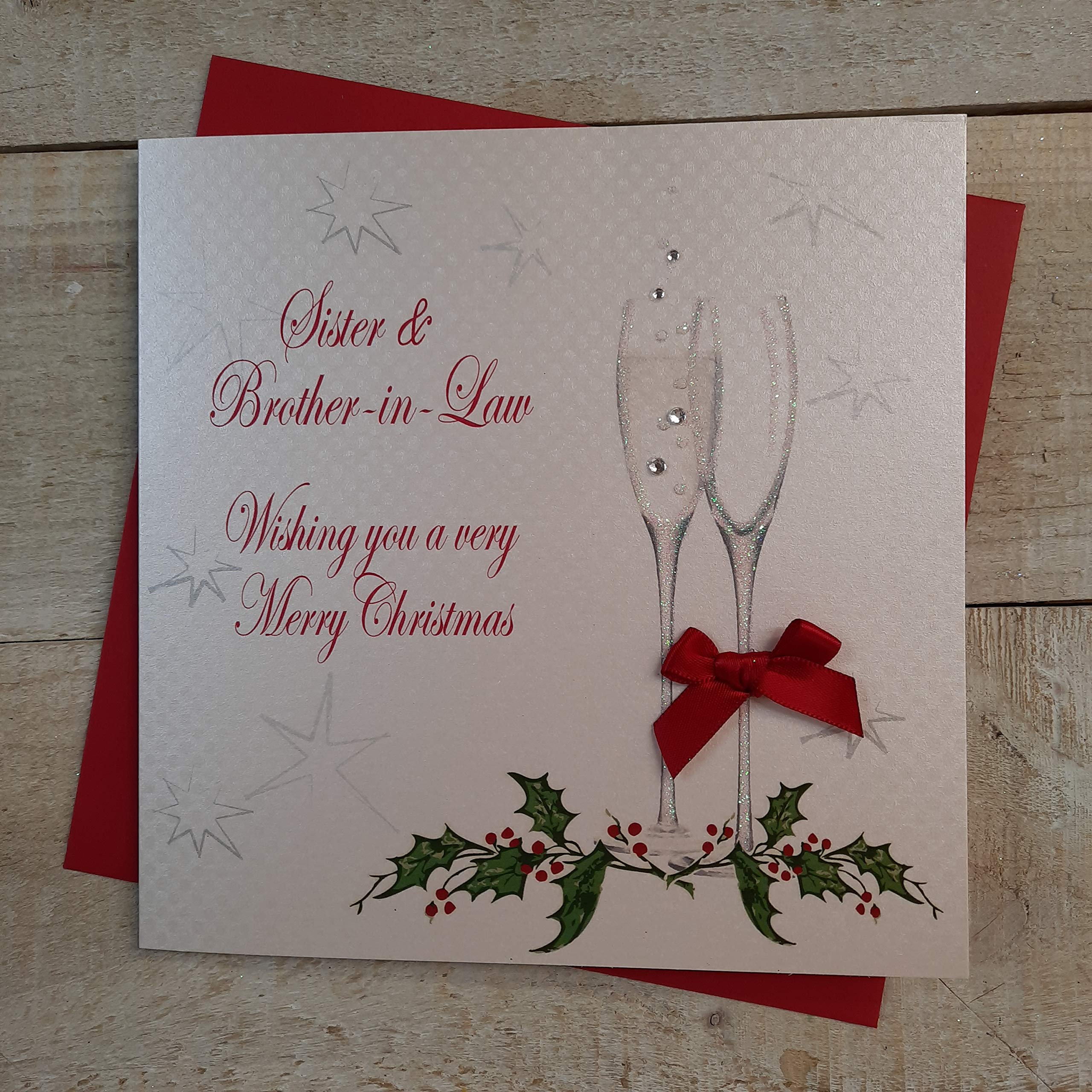 white cotton cards X41 Sister and Brother In-Law Handmade Christmas Card, White