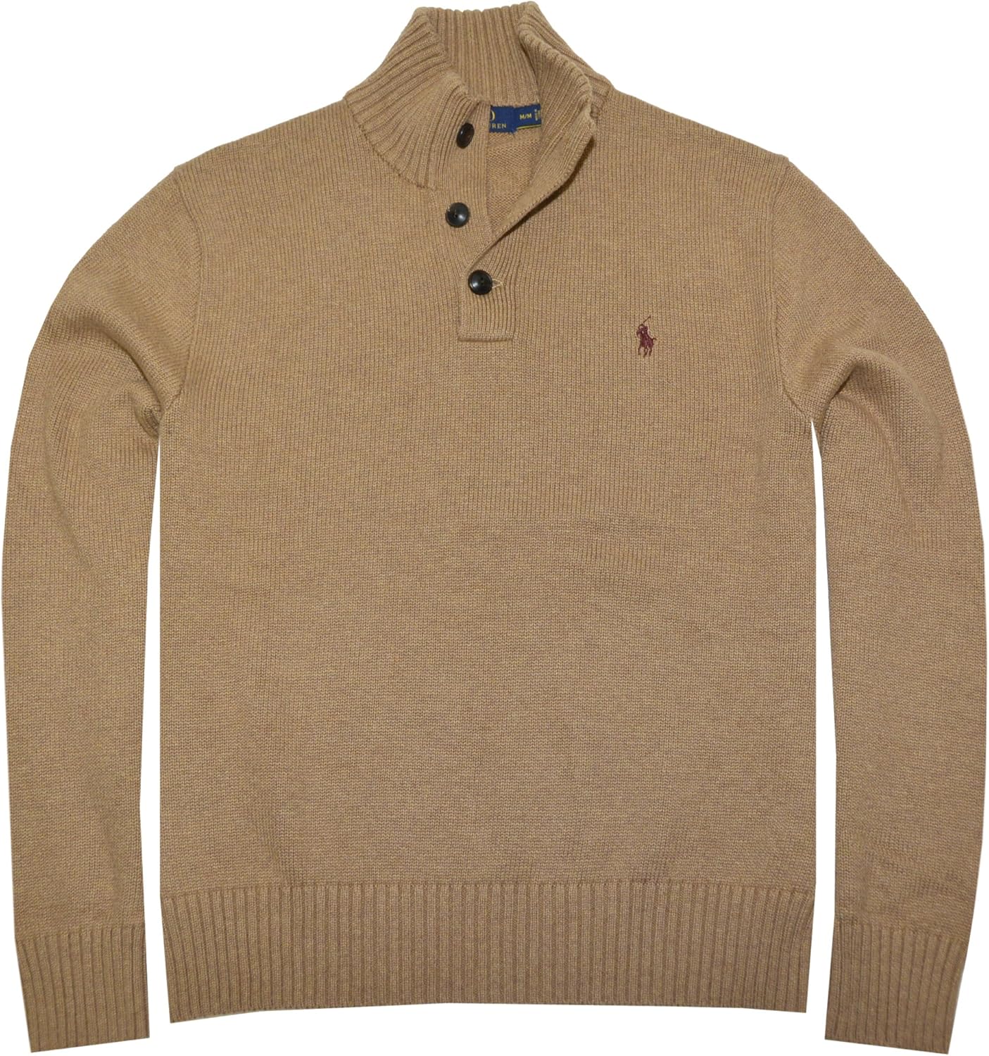 Ralph Lauren Polo Men&rsquo;s 3 Button Mock Neck Sweater (X-Large, Nubuck