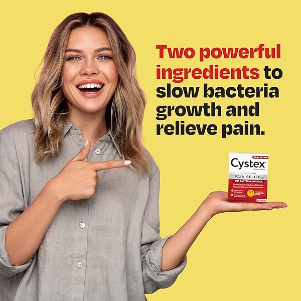 CYSTEX DUAL ACTION UTI PAIN RELIEF & PREVENTION TABLETS – 2-IN-1 FORMULA RELIEVES DISCOMFORT & SLOWS BACTERIAL GROWTH – NON-STAINING, FSA/HSA ELIGIBL, (48 COUNT)