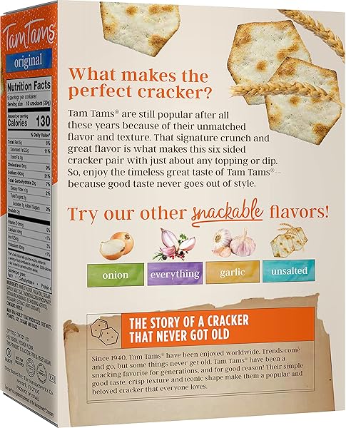 MANISCHEWITZ TAM TAM ORIGINAL CRACKERS 9.6OZ (2 PACK), FLUFFY & AIRY, BAKED TO PERFECTION