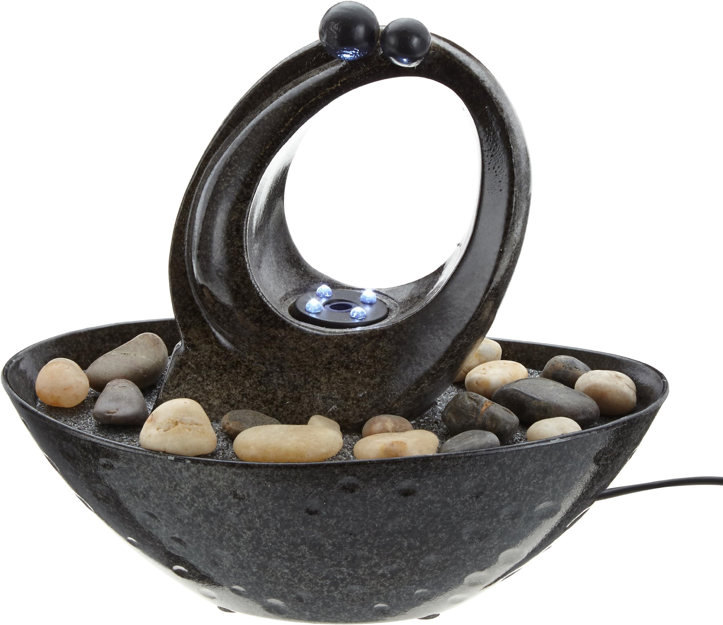 Naeve Leuchten Brunnen/with Stones/Tafo: V-200 MA - 12/2.4 VA V-2 Pump: 12 W/Cable Length: 2 M/l: 21 cm, W: 13 cm H: 21 cm Polyresin 5022404 / Anthracite/Grey