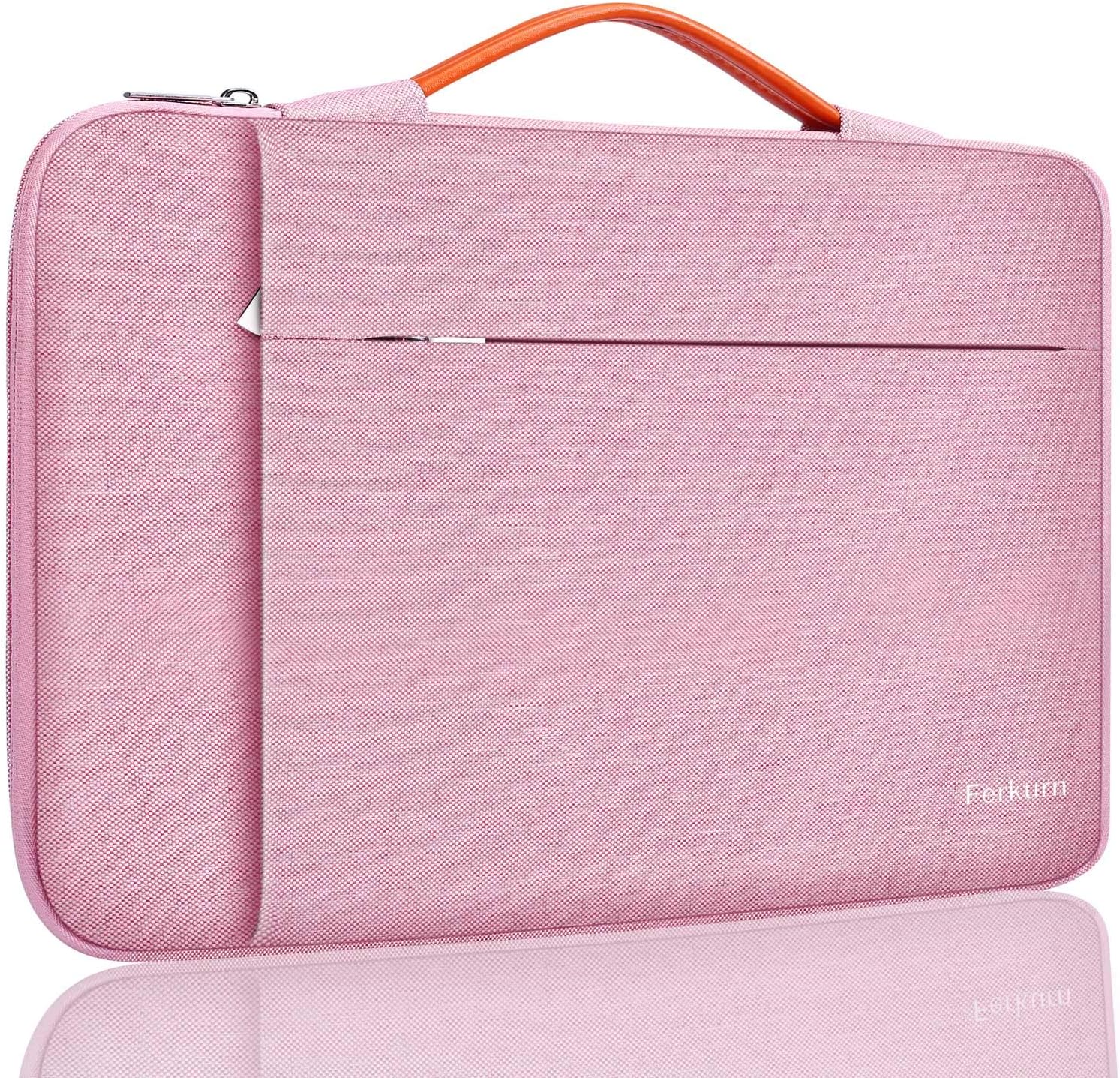 Ferkurn 14 inch Laptop Sleeve Case for Chromebook 14/ ThinkPad IdeaPad/Latitude Inspiron/Pavilion EliteBook/ZenBook VivoBook/Acer Aspire Swift 7, Waterproof Protective Computer Carrying Bag, Pink