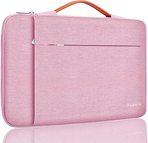 Ferkurn 14 inch Laptop Sleeve Case for Chromebook 14/ ThinkPad IdeaPad/Latitude Inspiron/Pavilion EliteBook/ZenBook VivoBook/Acer Aspire Swift 7, Waterproof Protective Computer Carrying Bag, Pink