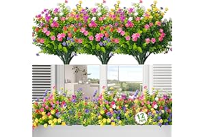 Moulyan 12 Bundles Artificial Flowers for Outdoors UV Resistant Fake Flowers Faux Plants for Hanging Garden Porch Window Box Outside Decoration,Home Indoor Decor
