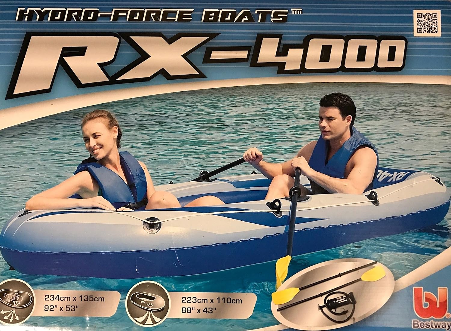 Bote Rx-400 Raft Bestway Para 2 Pessoas + Remos + Inflador - Azul (6942138960211)
