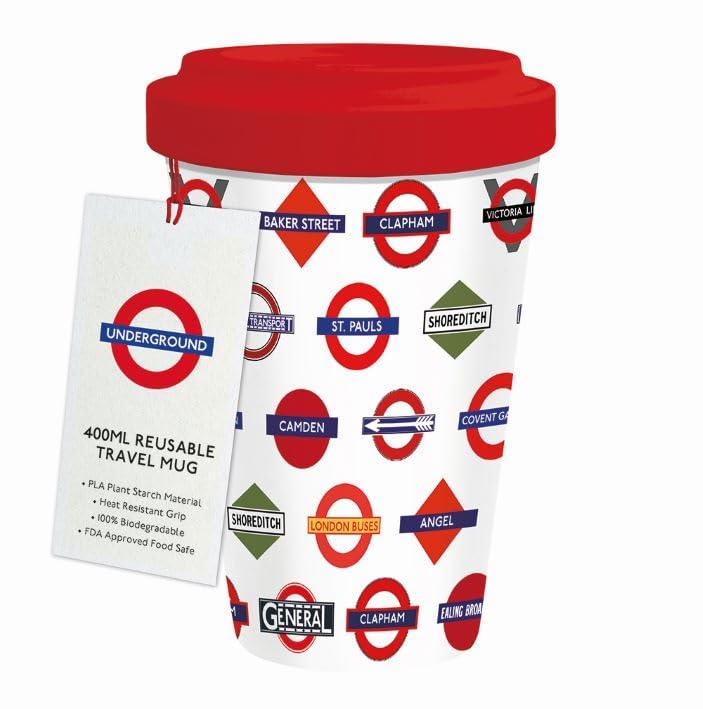 Museums & Galleries 400ml Reusable Travel Mug - TFL London Underground Stations Design - Sustainable Kitchenware Gift Idea