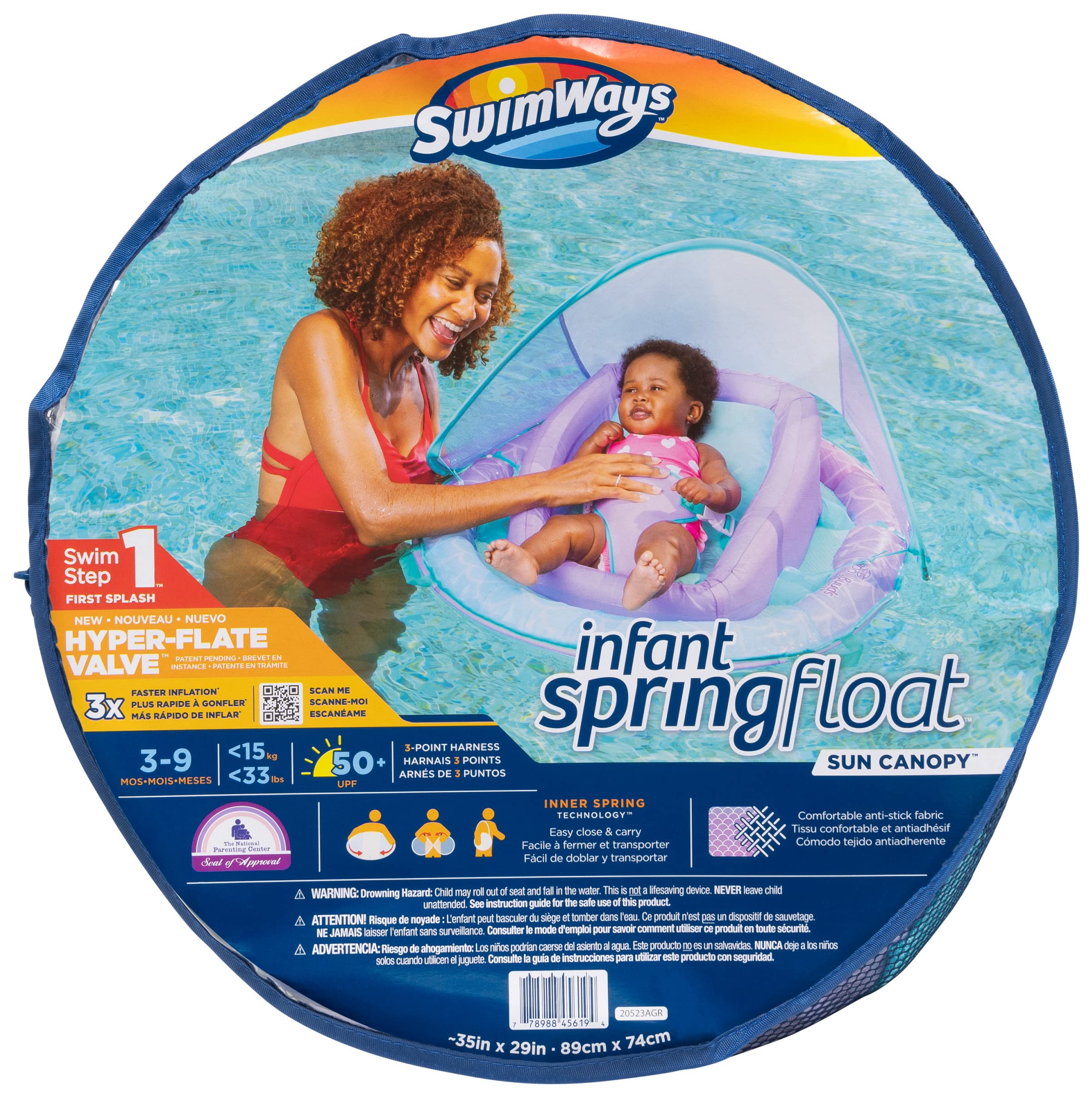Swimways Sun Canopy Inflatable Infant Spring Float for Infants 3-9 Months