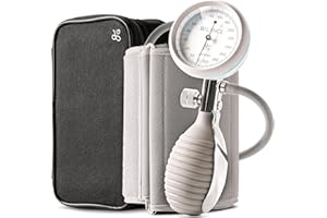 Greater Goods Sphygmomanometer, Latex-Free Manual Blood Pressure Cuff, Home Use, Elderly Care with Carrying Case, Cloud Gray
