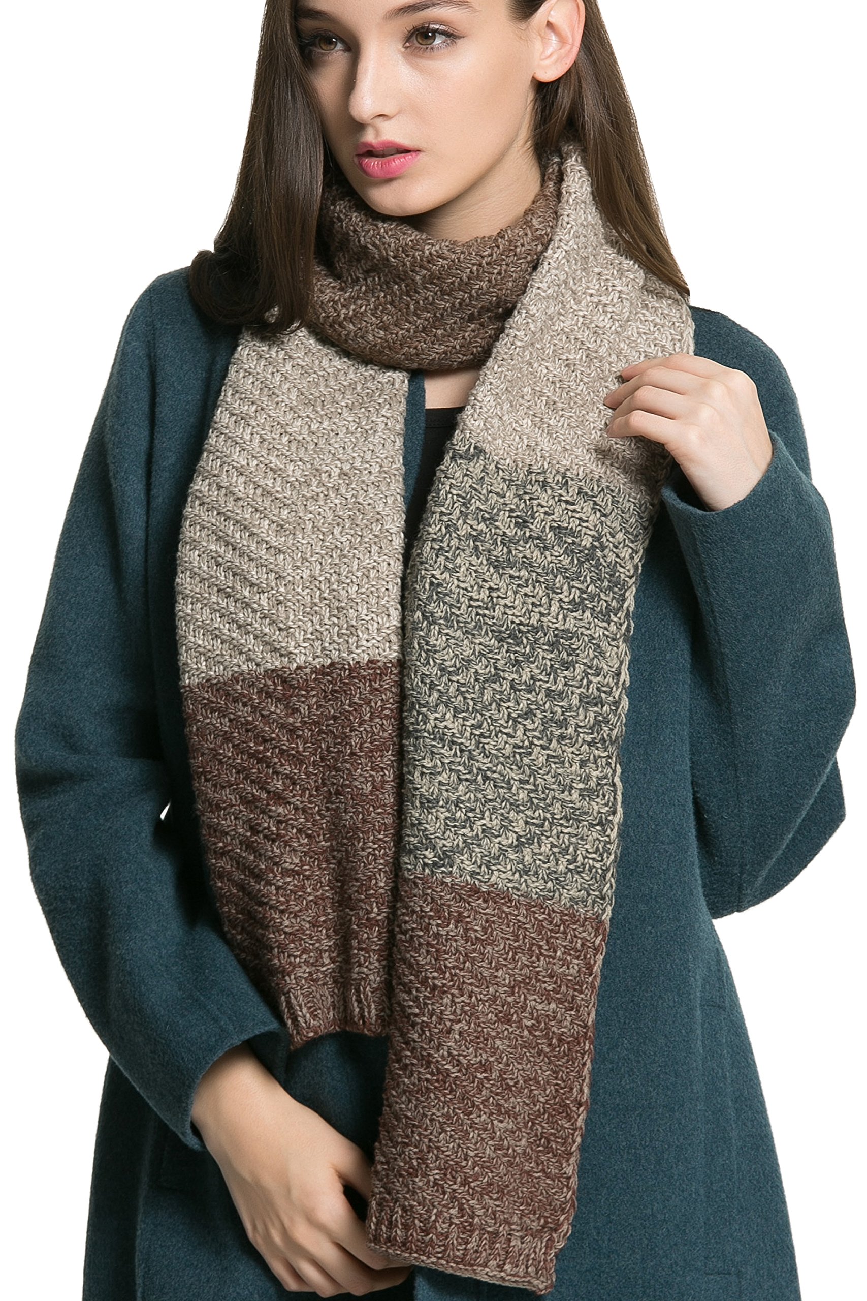 Women Men Winter Thick Cable Knit Wrap Chunky Warm Scarf All Colors Cont Brown K