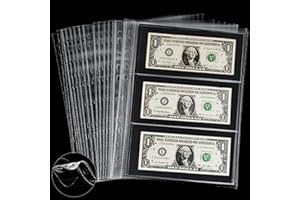 120 Pockets Currency Pages - 20 Sheets Double-Sided Currency Sleeves PP Material Currency Holder Collecting Album Pages for P