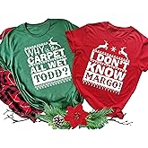 Merrvey Todd and Margo Shirt Couple Shirts Why is The Carpet All Wet Todd I Dont Know Margo Couples Shirt Ugly Christmas T Shirts Matching Christmas Shirts for Couple Matching Pajamas Top PJs