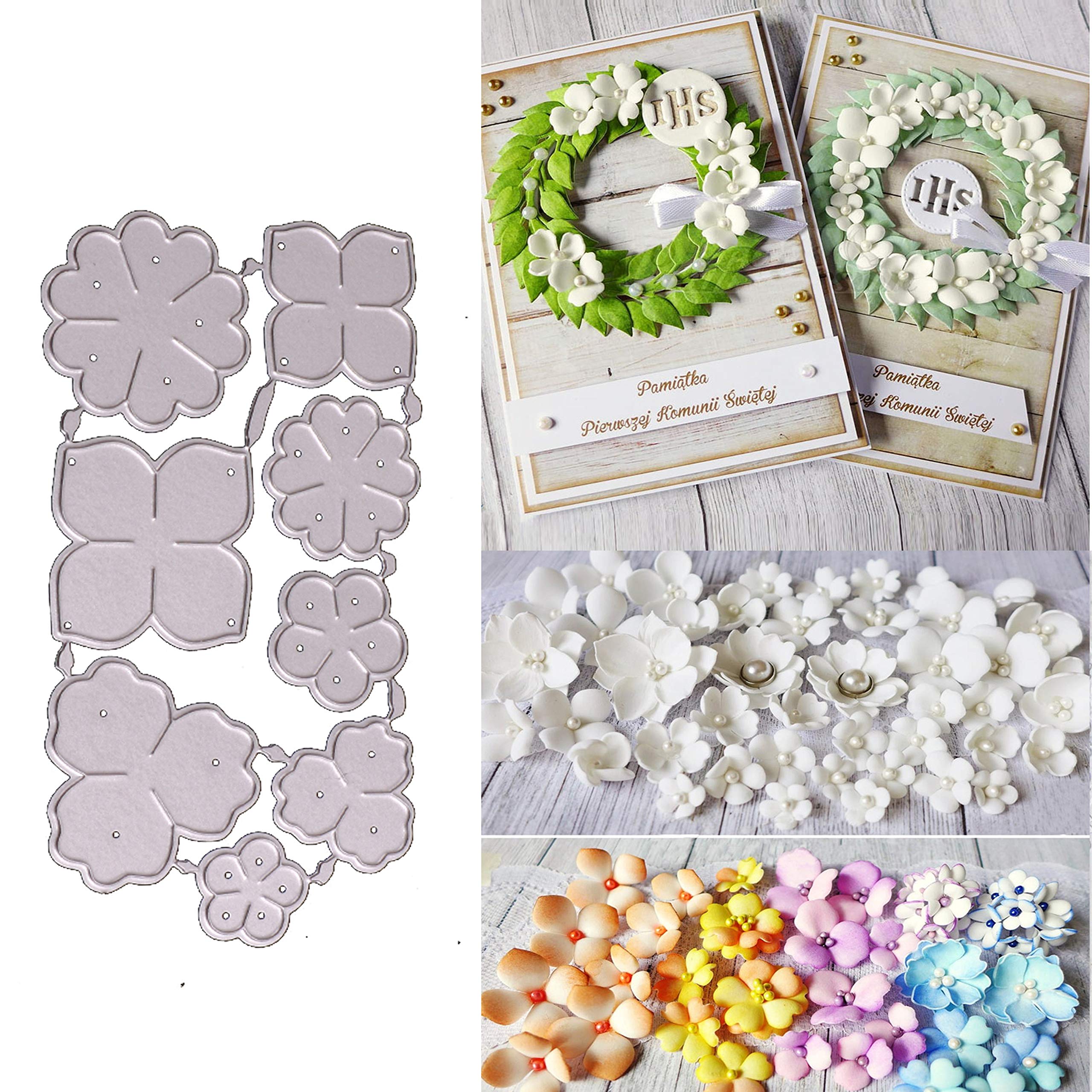 8pcs Flower Metal Die Cuts,Little Flower Leaf Border Cutting Dies Cut Stencils for DIY Scrapbooking Album Decorative Embossing Paper Dies for Card Making