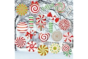 OUDDY PARTY 25Pcs Large Candy Cane Christmas Decorations, Double Sided Outdoor Christmas Ornaments Peppermint Candy Lollipop Hanging Tree Ornaments Yard Lawn Signs for Xmas Porch Winter Indoor Christmas Supplies