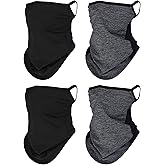 SATINIOR 4 Pcs Neck Gaiter with Ear Loops Neck Covers Bandana Cloth Face Gaiter Mask for Men Women Winter Non Slip Headwear