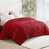 Whale Flotilla Queen Size Blanket for Bed with Jacquard Pattern, Fuzzy Soft Cozy Exquisite Blankets for All Season, Warm and Fluffy, 90x90 Inch, Red