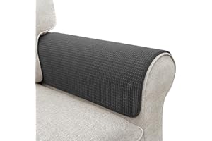 LOVOGEMY Couch Arm Covers, Waterproof Armrest Cover for Sofa, Armchair, Loveseat, Non-Slip Recliner Arm Covers, Sofa Headrest Covers, Arm Chair Covers Set of 2 (Dark Gray, 24"×20")