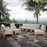 Modway EEI-1489-NAT-GRY-SET Marina Premium Grade A Teak Wood Outdoor Patio Furniture Set, 10 Piece, Natural Gray